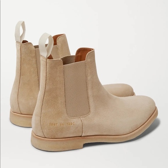 Mens Common Projects Suede Chelsea Boots - Tan Size 10 (MSRP-$525) Made In Italy - Picture 2 of 12